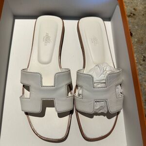 Hermes white Oran Sandal